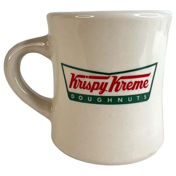 2010 Krispy Kreme Doughnut Logo Mug Retro Diner Style Ceramic Coffee Advertising - Picture 4 of 8